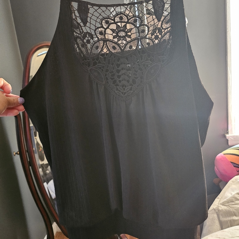 Express Black Embellished Backless Tank Top
